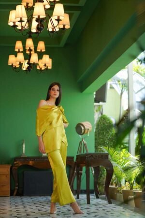 Mustard One-Shoulder Top with Pants