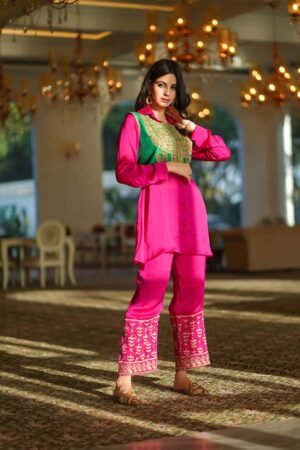 Pink Embroidered Kurta Pant Outfit